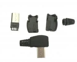 Wtyk micro USB typu B kątowy z osłoną typ B montowany na kabel