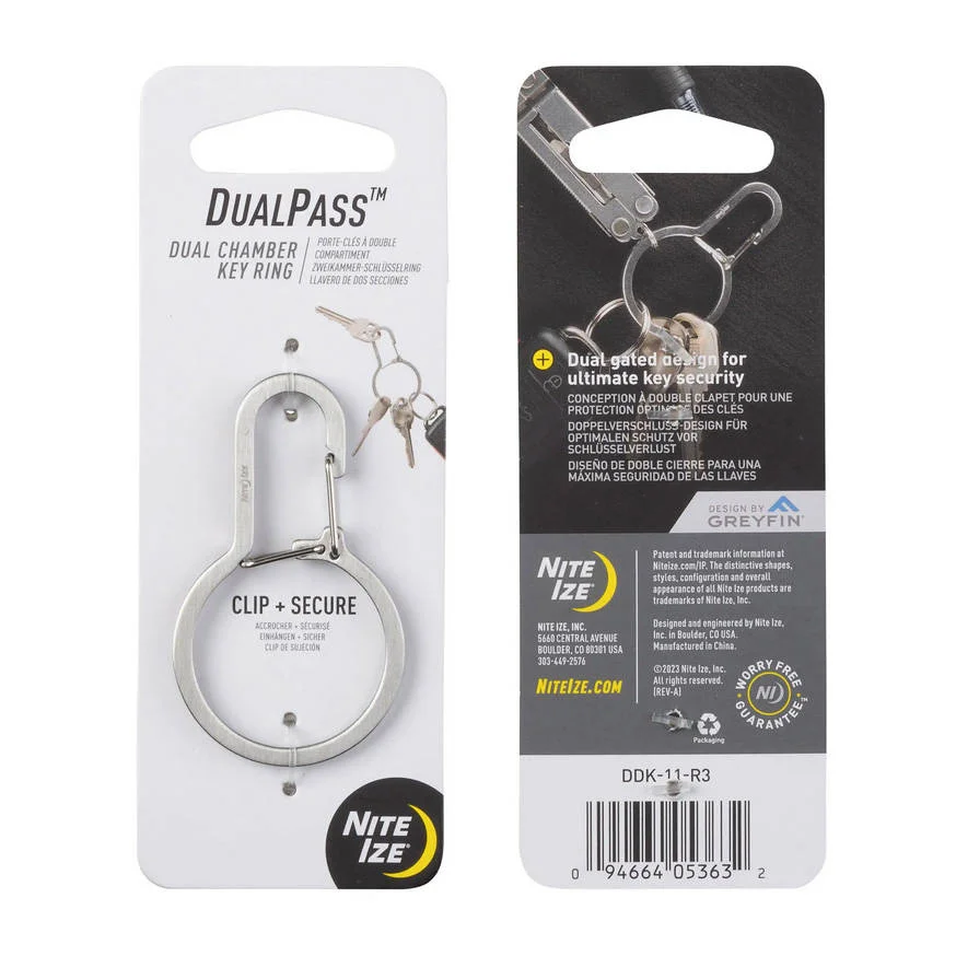 Karabińczyk z podwójną komorą DualPass - Stalowy - Srebrny - DDK-11-R3 - Nite Ize