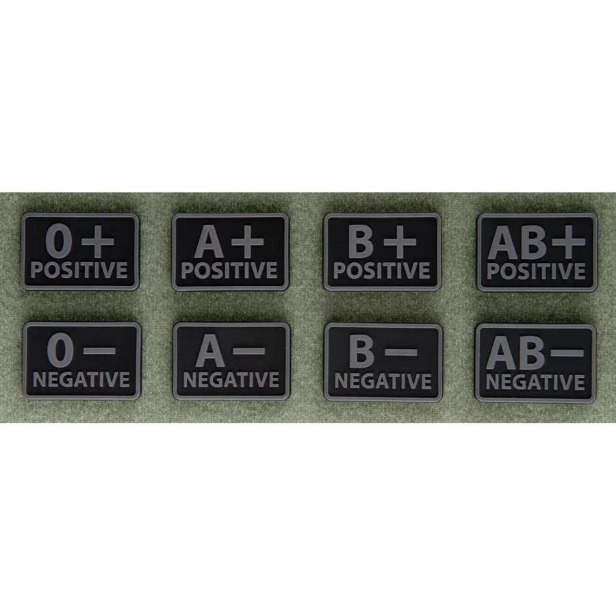 Emblemat Helikon GRUPA KRWI (komplet - 2szt.) - PVC - Czarny-Black - B/Rh+ (OD-BLP-RB-01-M02) HELIKON-TEX