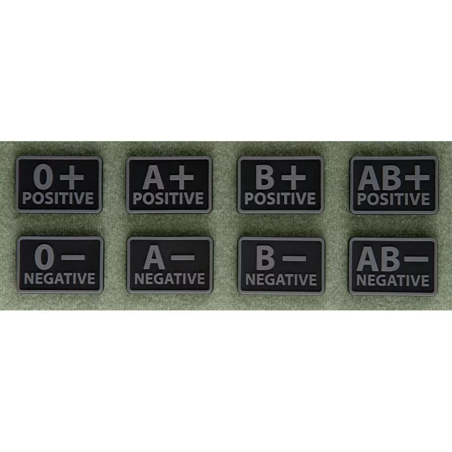 Emblemat Helikon GRUPA KRWI (komplet - 2szt.) - PVC - Czarny-Black - B/Rh- (OD-BLP-RB-01-N02) HELIKON-TEX