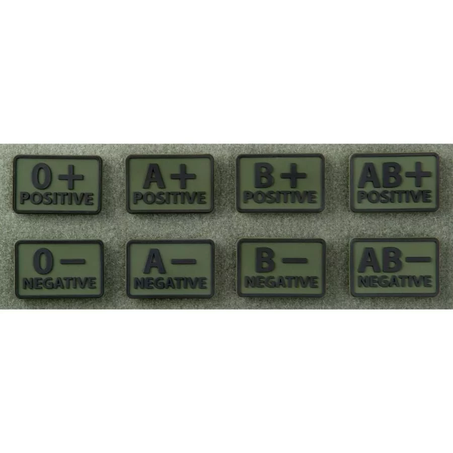 Emblemat Helikon GRUPA KRWI (komplet - 2szt.) - PVC - Olive Green - B/Rh- (OD-BLP-RB-02-N02) HELIKON-TEX