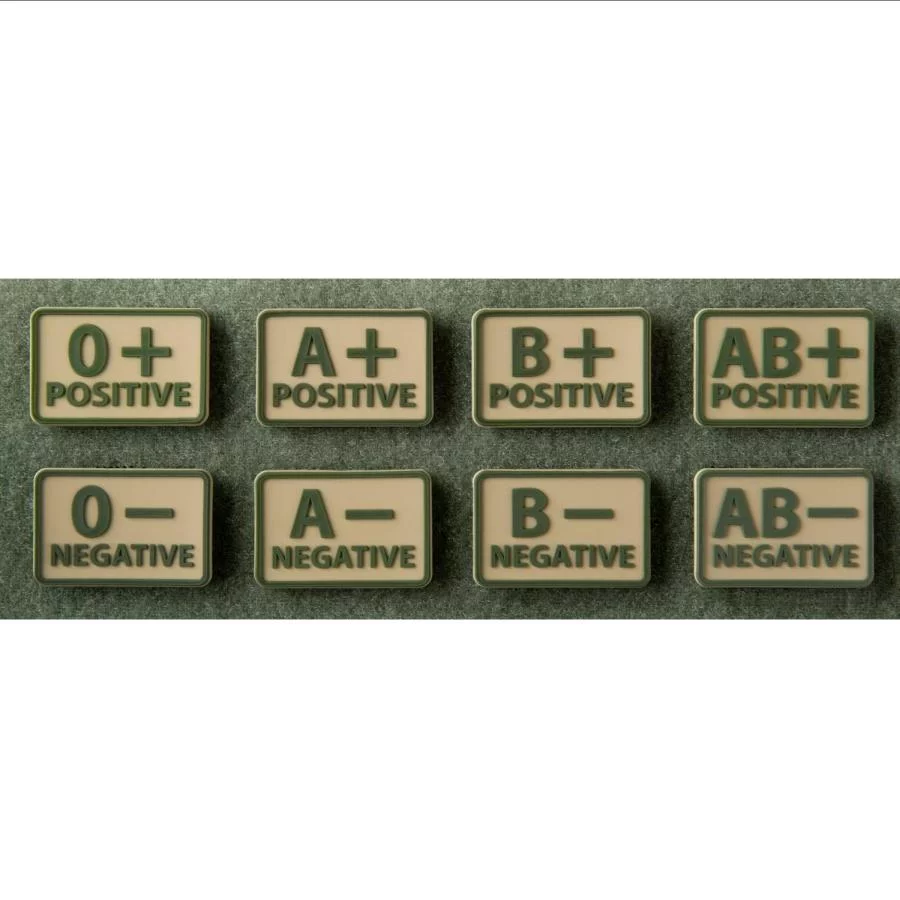 Emblemat Helikon GRUPA KRWI (komplet - 2szt.) - PVC - Beż-Khaki - 0/Rh- (OD-BLP-RB-13-N04) HELIKON-TEX