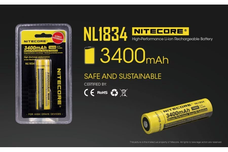 Akumulator Nitecore 18650 NL1834 3400mAh (LAT/NITECORE NL1834 18650) - widok 3