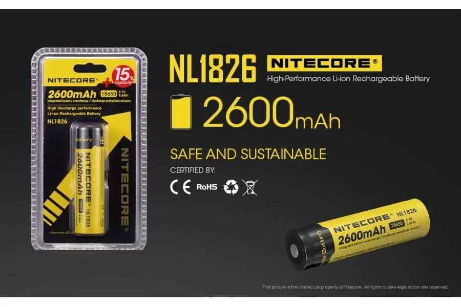 Akumulator Nitecore 18650 NL1826 2600mAh (LAT/NITECORE NL1826 18650) - widok 3