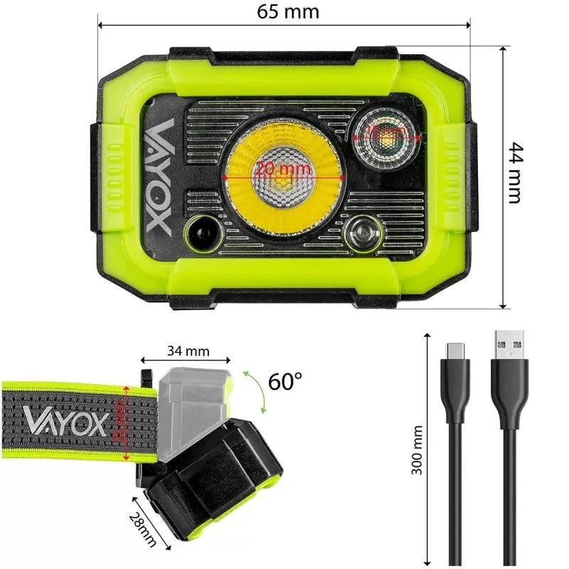 Latarka czołowa Vayox Aku VA0187 750 lm Pro Series - widok 3