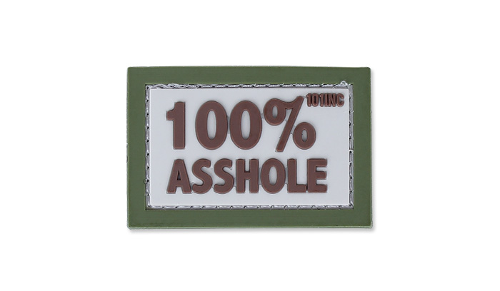 Naszywka 3D - 100% Asshole - Piaskowy - 101 Inc.