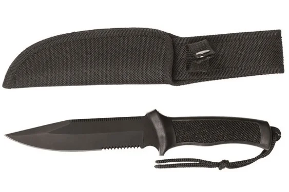 Nóż Mil-Tec Combat Black z gumowaną rękojeścią