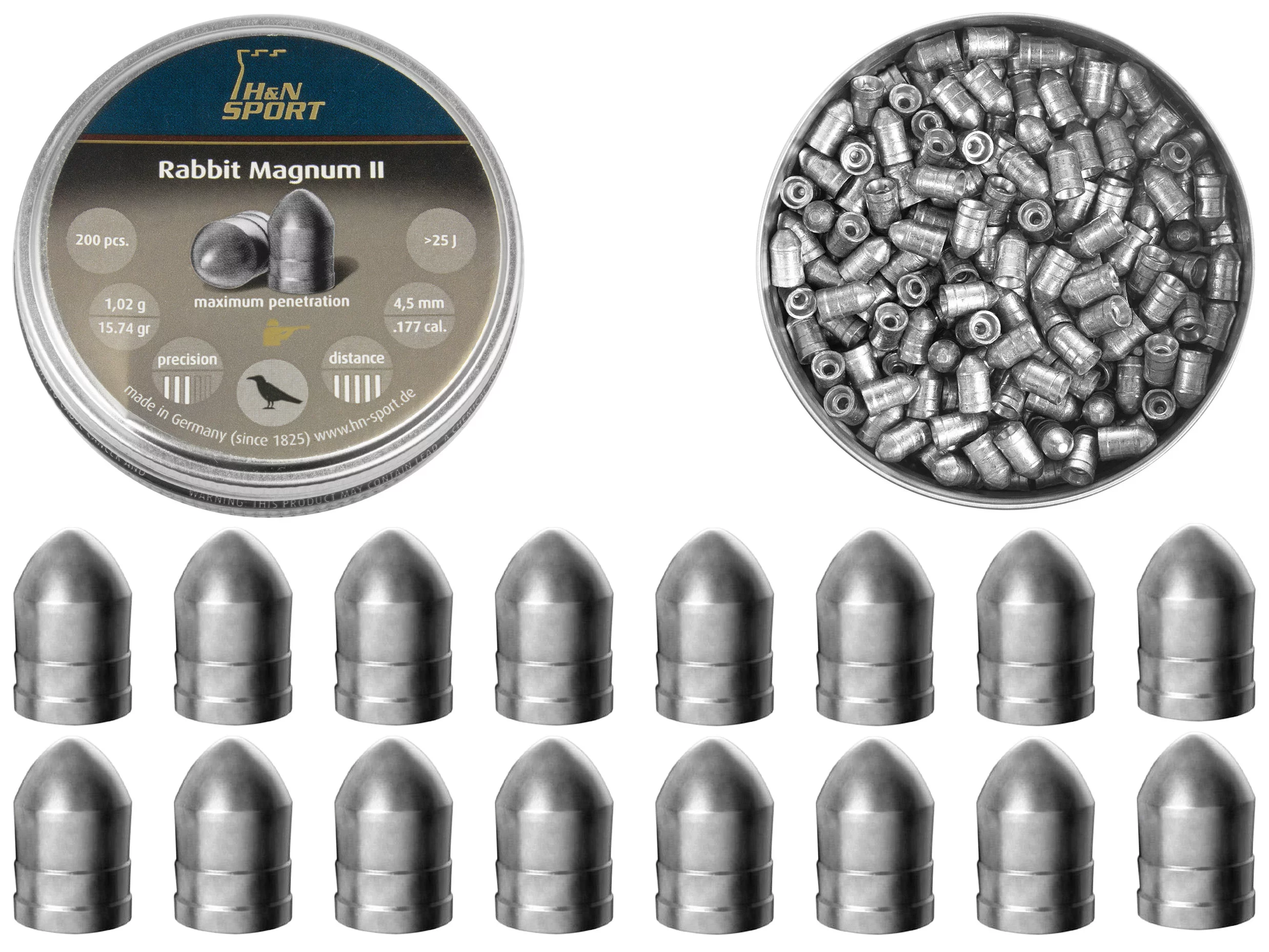 Śrut 4,5 mm Diabolo H&N Rabbit Magnum II 200 szt. półokrągły (92254500003) HAENDLER & NATERMANN - widok 2