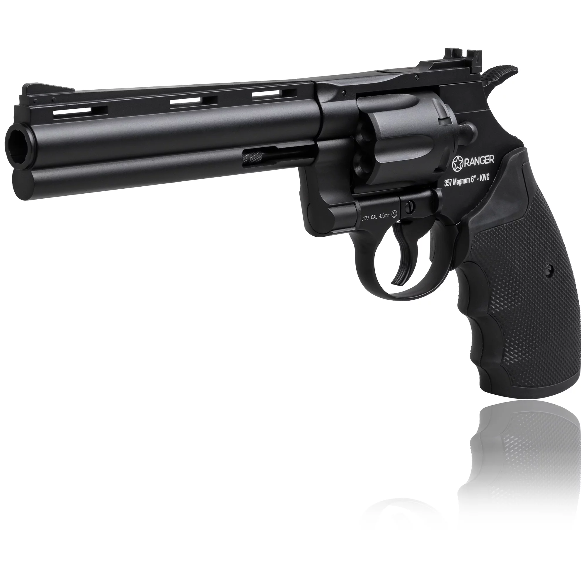 Rewolwer wiatrówka RANGER Python 357 Magnum 6" Black KWC kal. 4,5 BBs 6-strz. FULL METAL CO2 (AAKCMD681AZB)