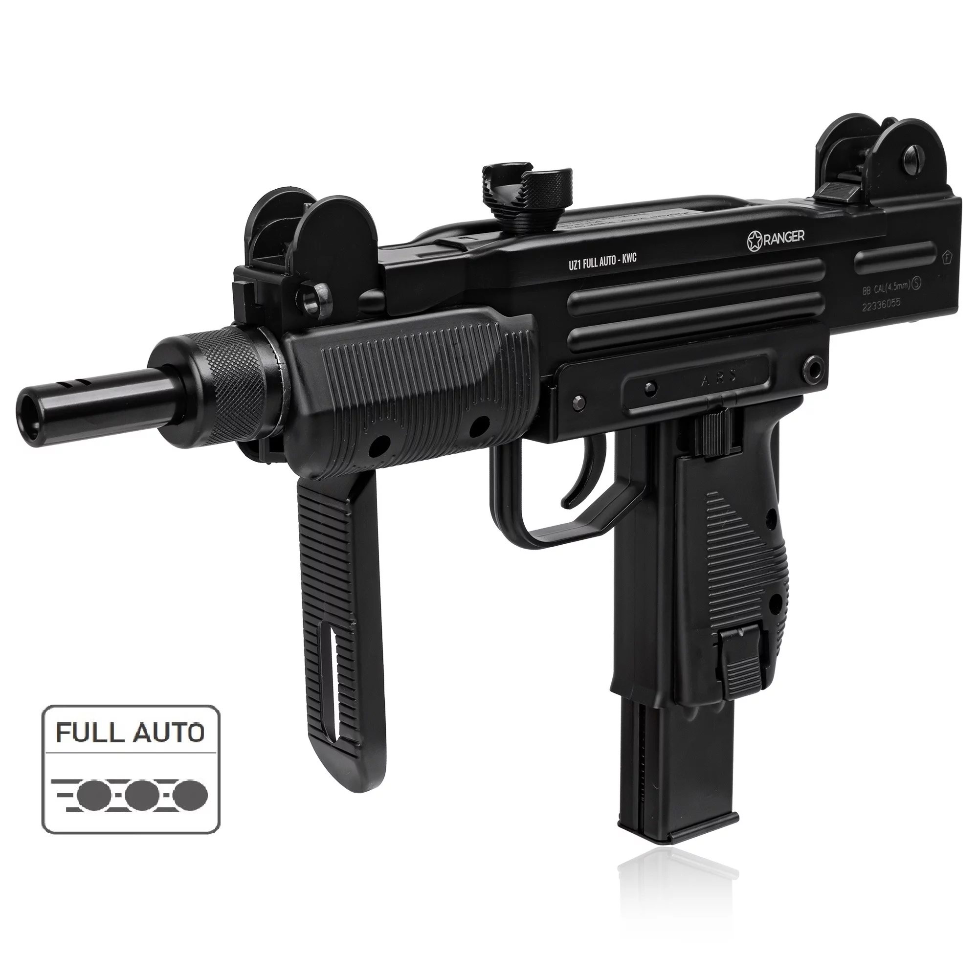 Pistolet maszynowy wiatrówka RANGER UZ1 FULL AUTO BLOWBACK kal.4,5BBs 25-strz. METAL KWC (AAKCMF070AZB)