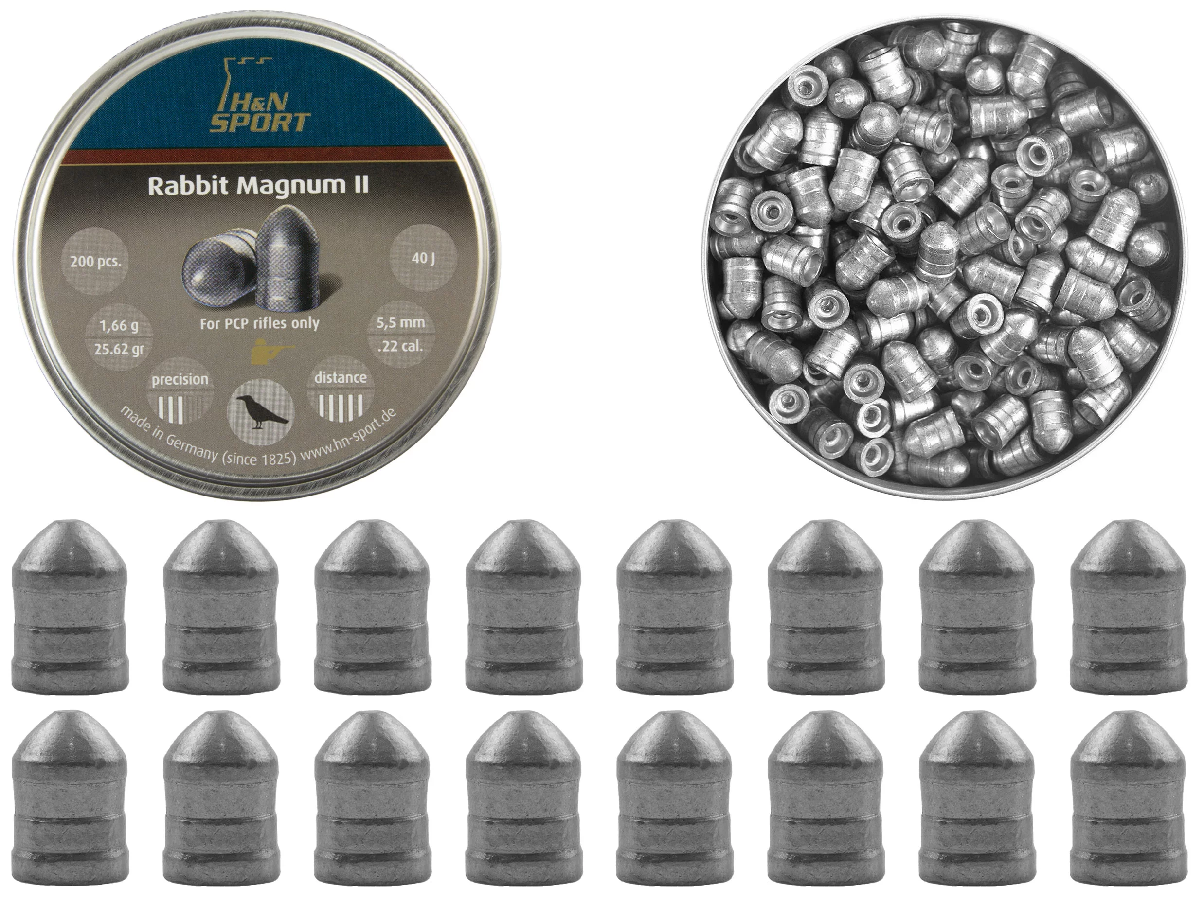 Śrut 5,5 mm Diabolo H&N Rabbit Magnum II 200 półokrągły (92255500003) HAENDLER & NATERMANN - widok 2