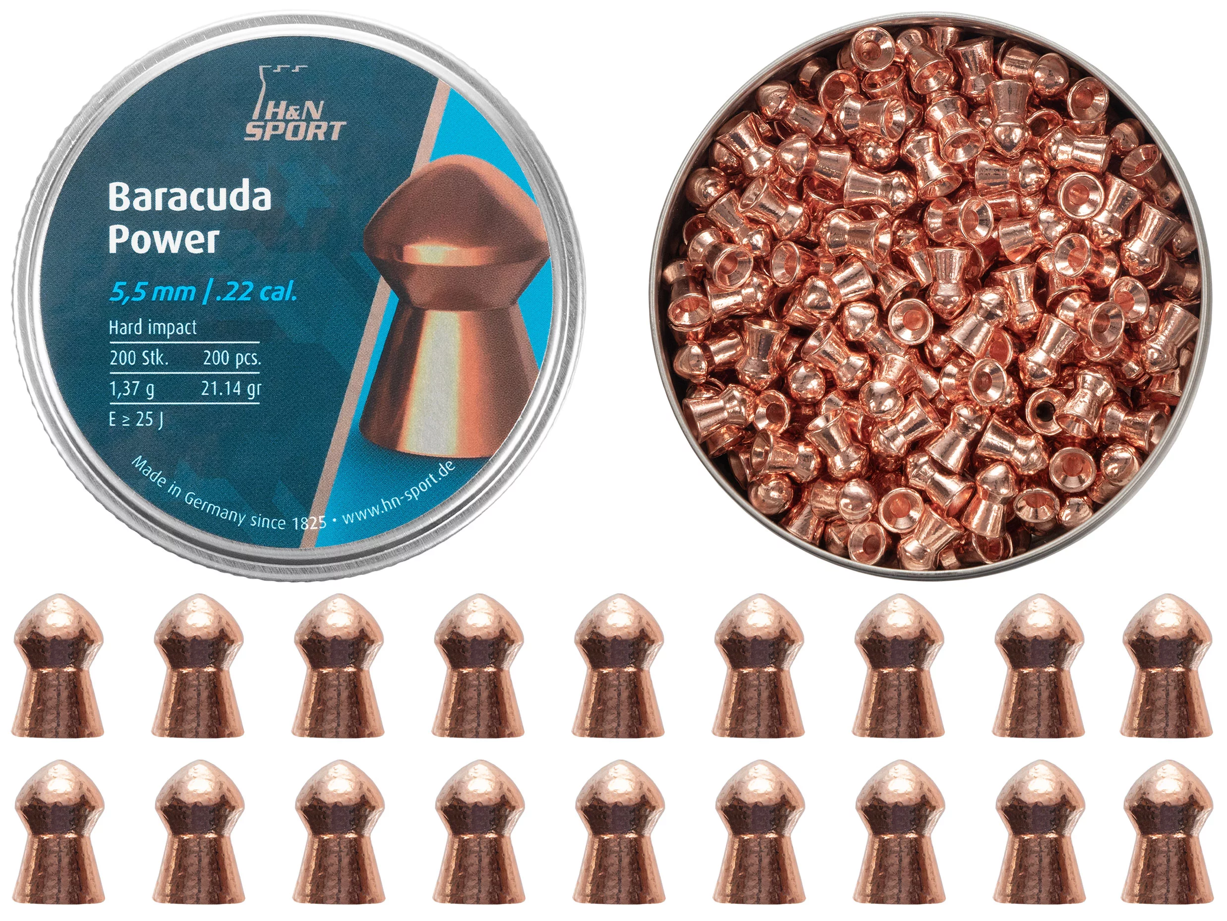 Śrut 5,5 mm Diabolo H&N Baracuda Power  200 szt. półokrągły (92065500003) HAENDLER & NATERMANN - widok 2