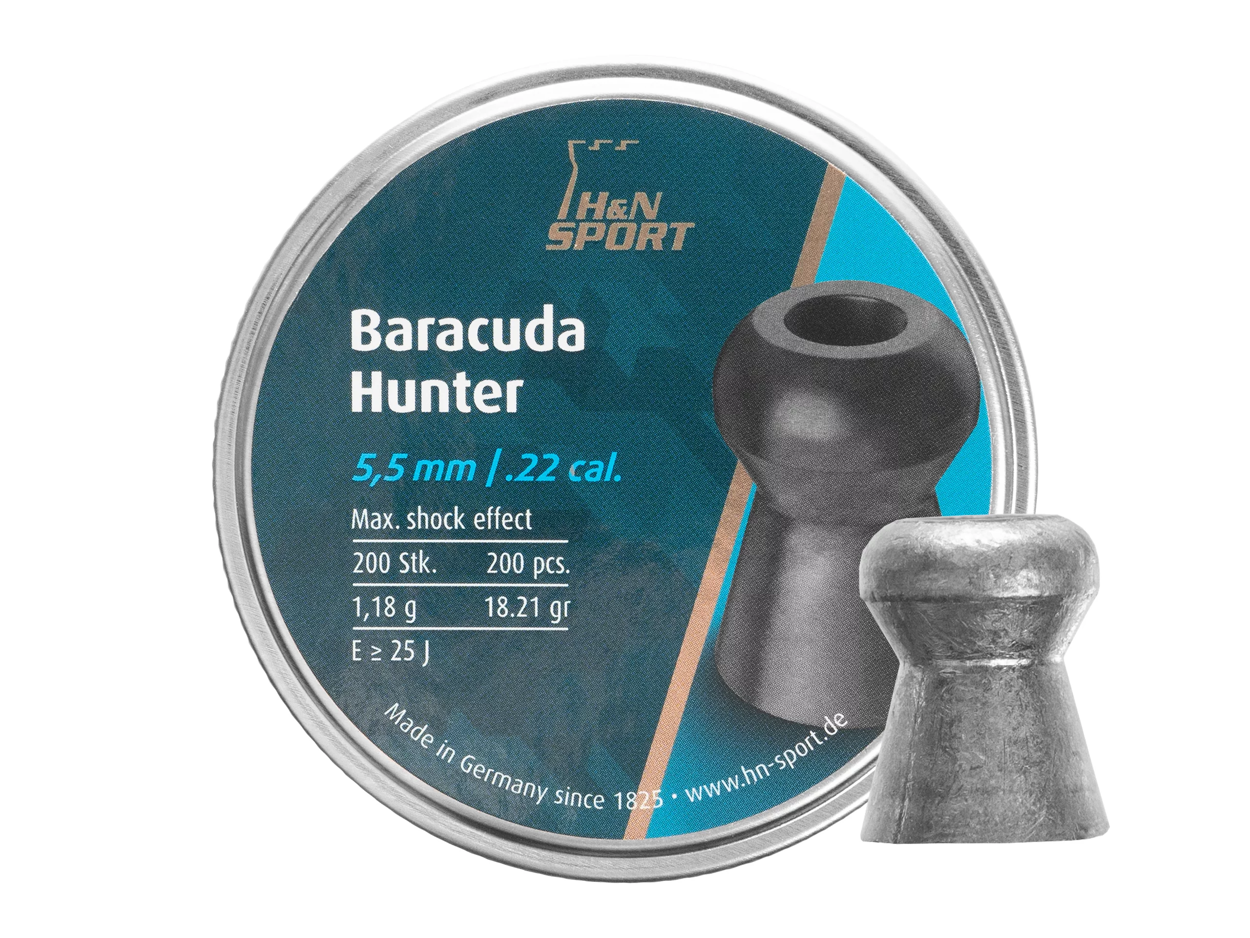 Śrut 5,5 mm Diabolo H&N Baracuda Hunter  200 szt. z otworem (92175500003)