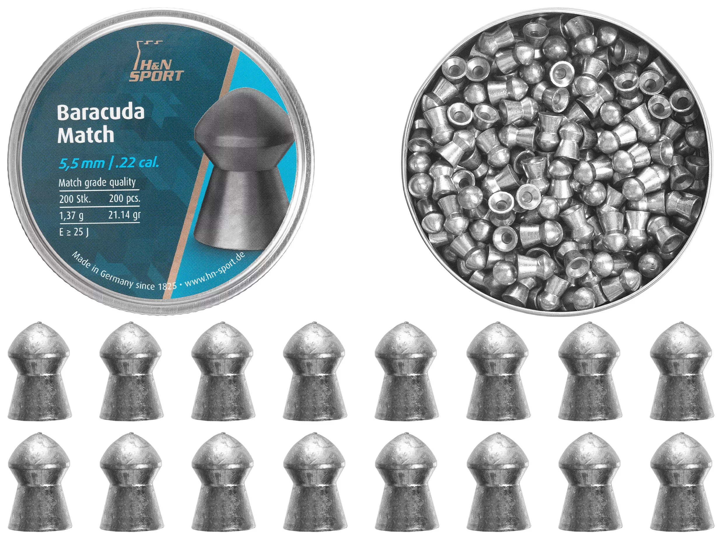 Śrut 5,52 mm Diabolo H&N Baracuda Match  200 szt. półokrągły (92285520003) HAENDLER & NATERMANN - widok 2