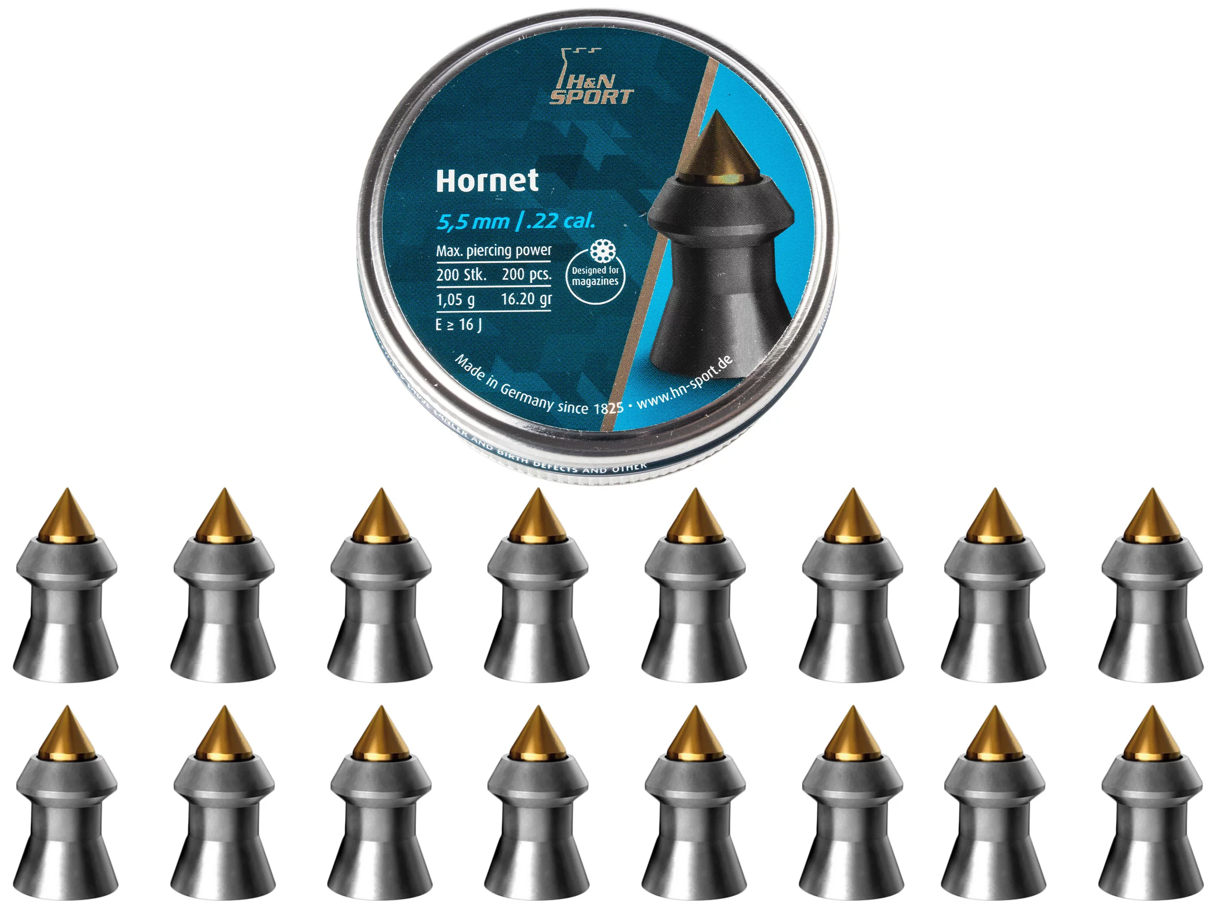 Śrut 5,5 mm Diabolo H&N Hornet  200 szt. szpiczasty (92425500003) HAENDLER & NATERMANN - widok 2