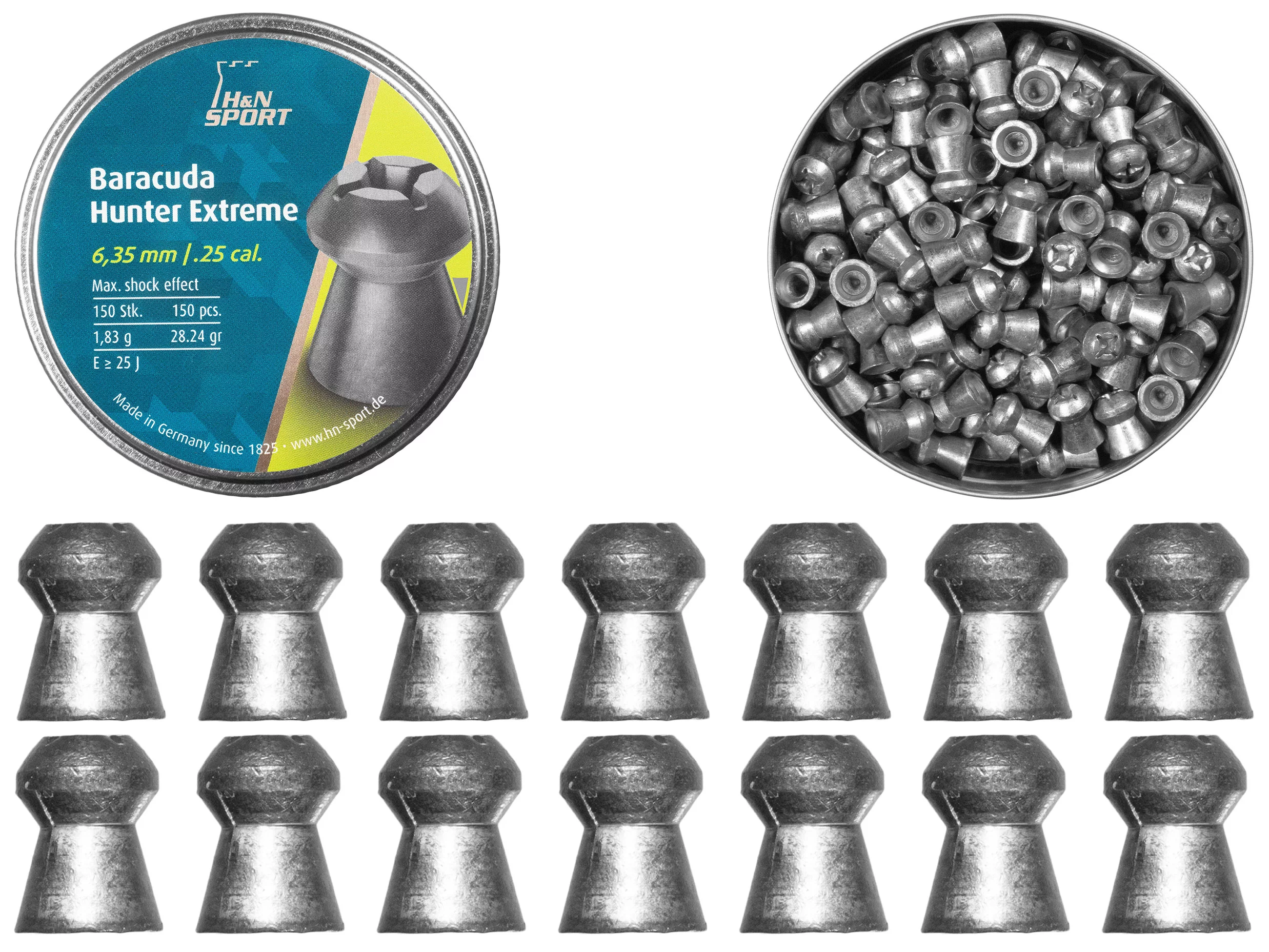 Śrut 6,35 mm Diabolo H&N Baracuda Hunter Extreme 150 szt. z otworem (92166350001) HAENDLER & NATERMANN - widok 2