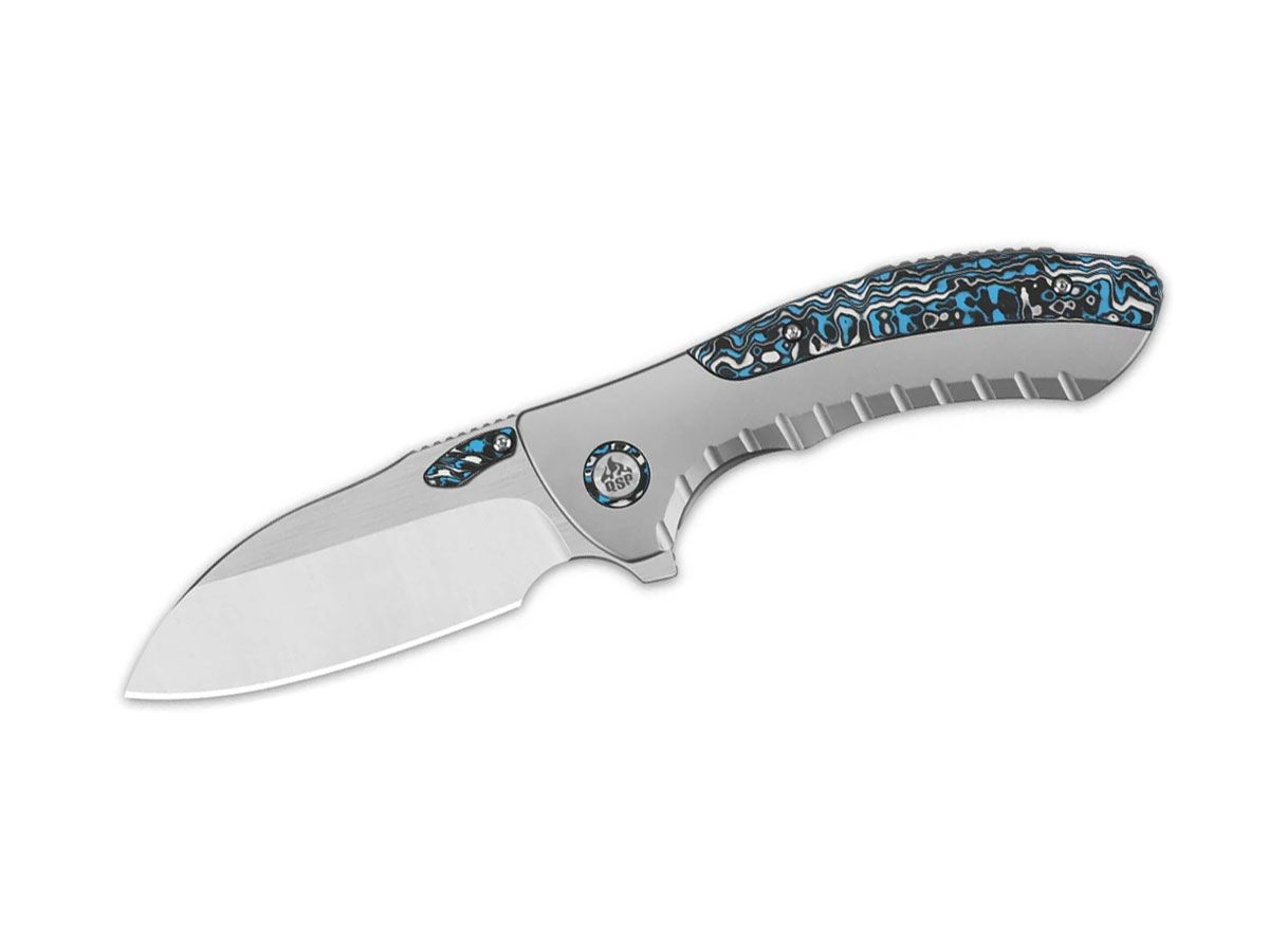 QSP Capybara Titanium Satin QS152-A1 Blue Camo CF Nóż składany 18,7 cm QSP KNIFE