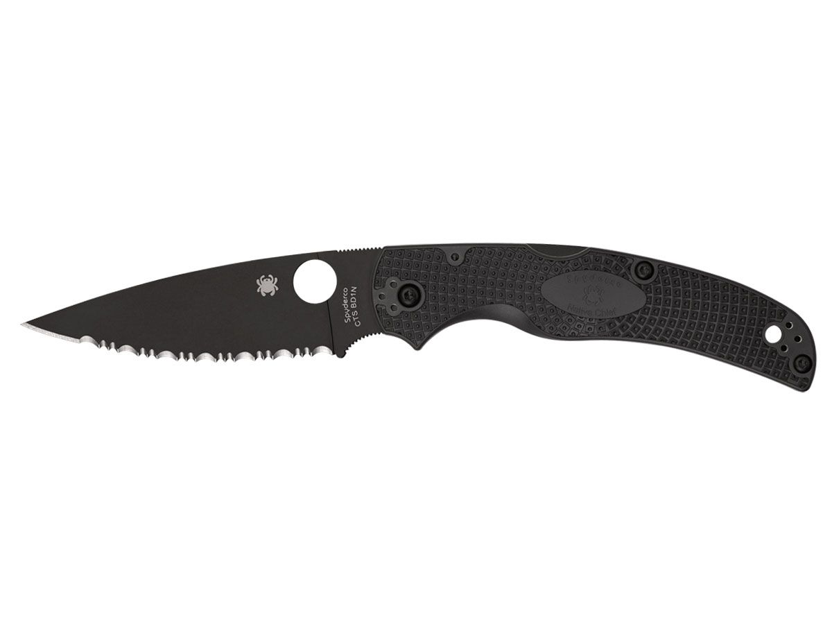 Spyderco Native Chief FRN czarne ostrze ząbkowane C244SBBK Nóż składany