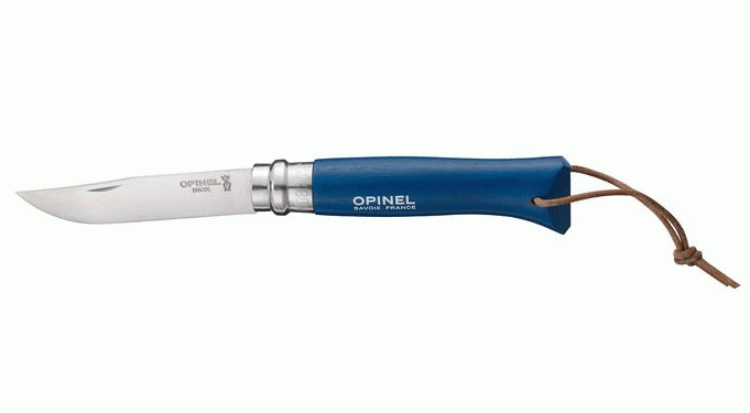 Nóż Składany Opinel Inox No 08 Dark Blue z rzemykiem 002212