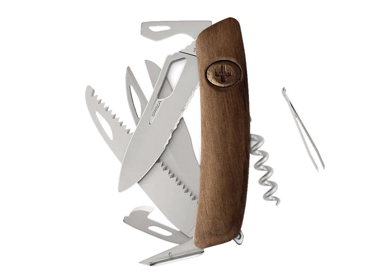 Swiza SH09TR AM SAW & SCISSORS WAVY EDGE Wood Walnut (KST.0136.6300)