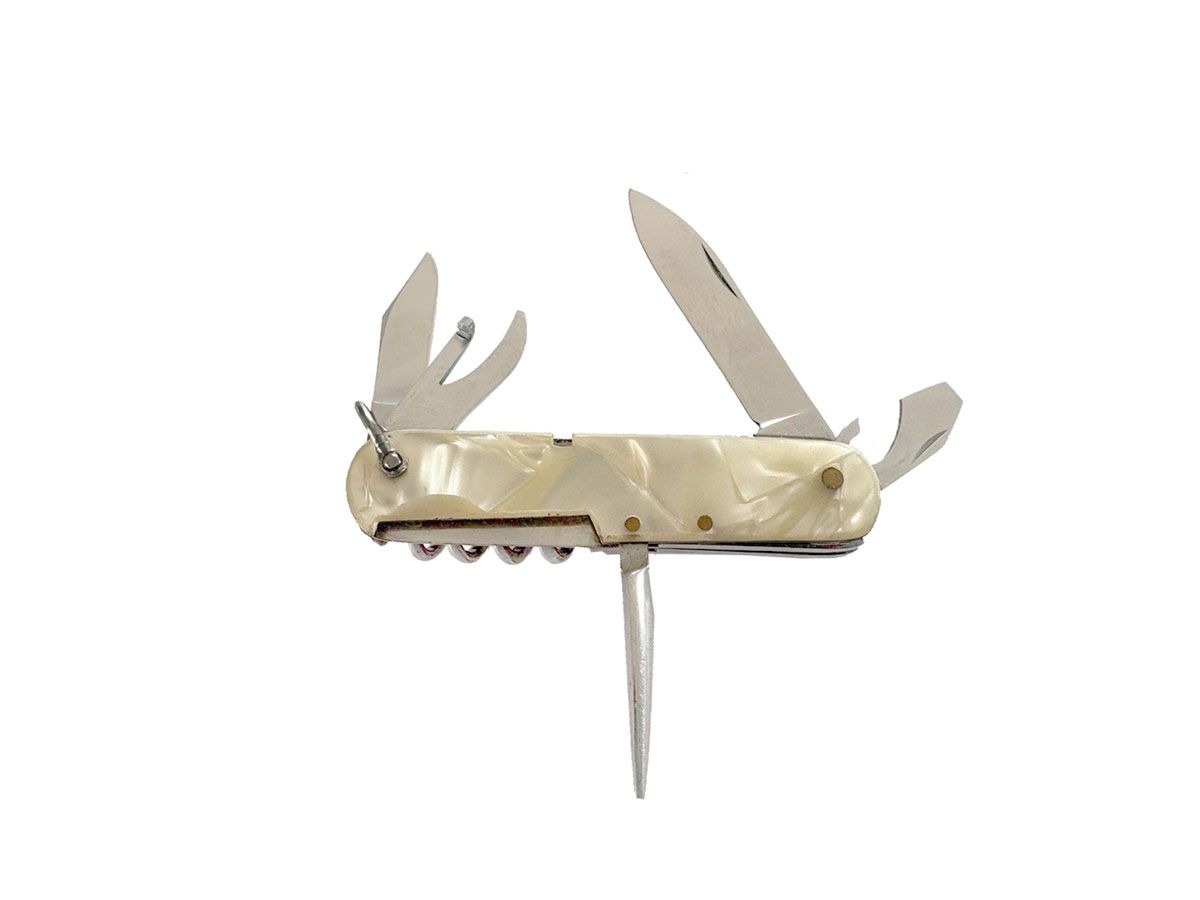 Folding F.MOTHERPEARL Handle 6 Tools Scyzoryk stal nierdzewna