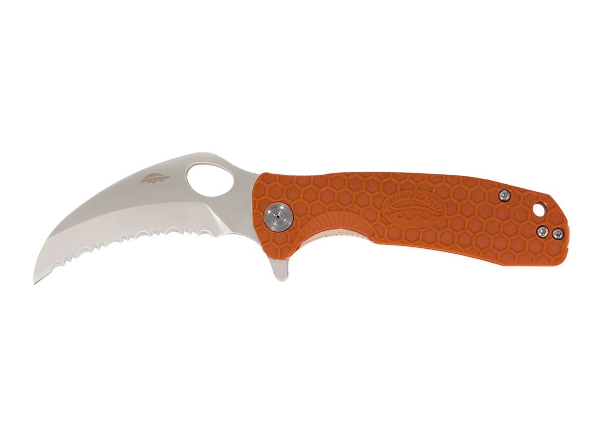Honey Badger HB1148 Pazur Duży Ząbkowany Pomarańczowy Nóż składany 19,8 cm