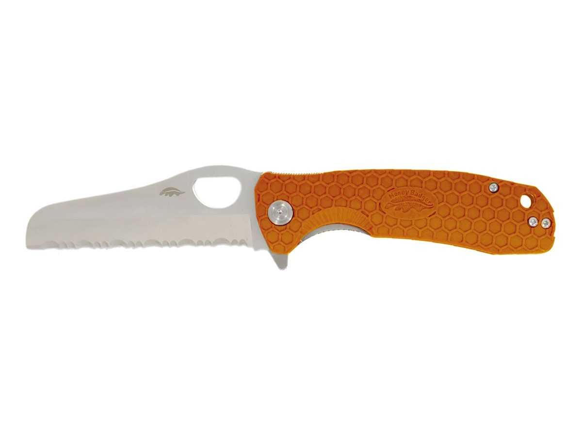 Honey Badger HB1746 Rescue Large Serrated Orange Nóż składany stal 8Cr13MoV