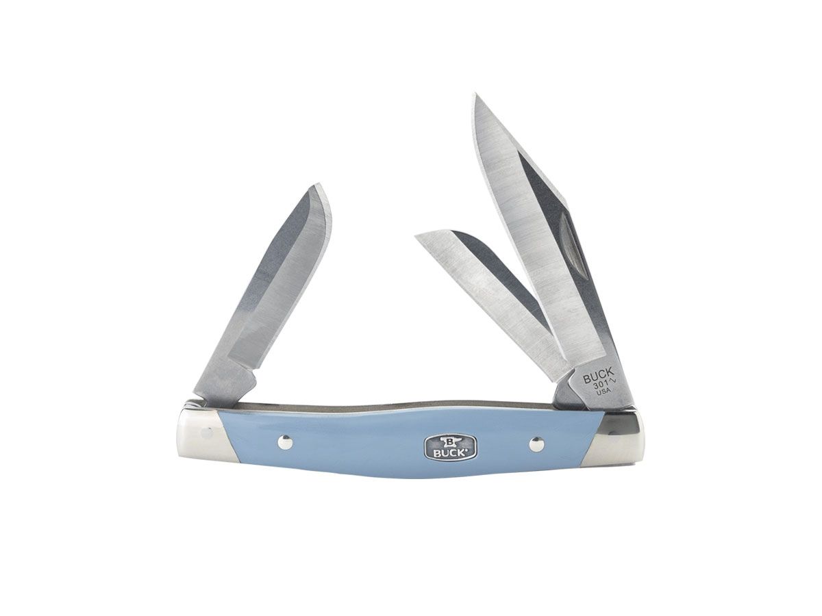 Buck Stockman Blue Acetal Copolymer 420HC 301BLS-B Nóż składany stal 420HC