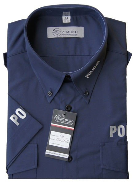 Koszula granatowa Policji z krótkim rękawem - męska SORTMUND