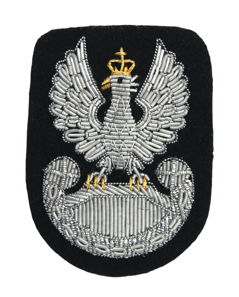 Orzełek Wojska Polskiego do beretu czarnego - haftowany bajorkiem SORTMUND