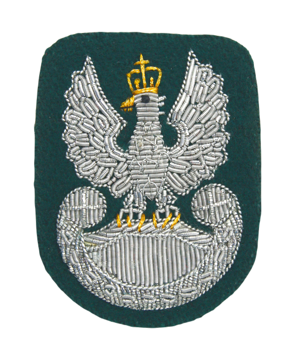 Orzełek Wojska Polskiego do beretu zielonego - haftowany bajorkiem SORTMUND