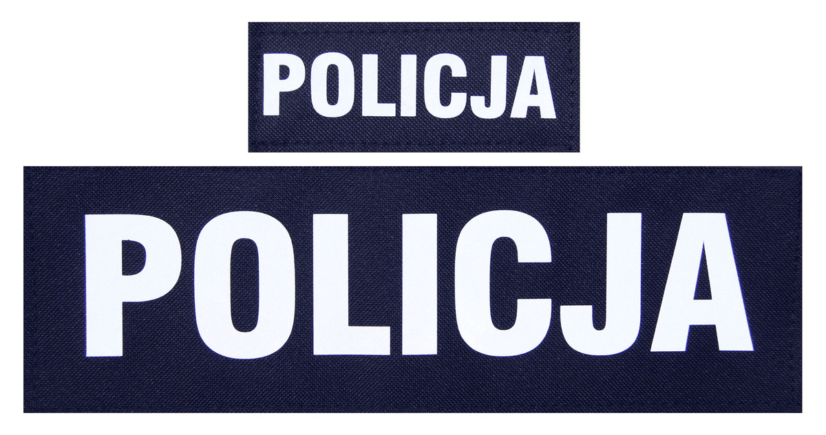 Komplet napisów odblaskowych POLICJA na kamizelkę taktyczną - granatowe SORTMUND