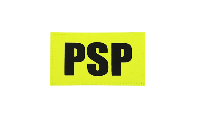 Napis mały odblaskowy PSP na ubranie specjalne SORTMUND