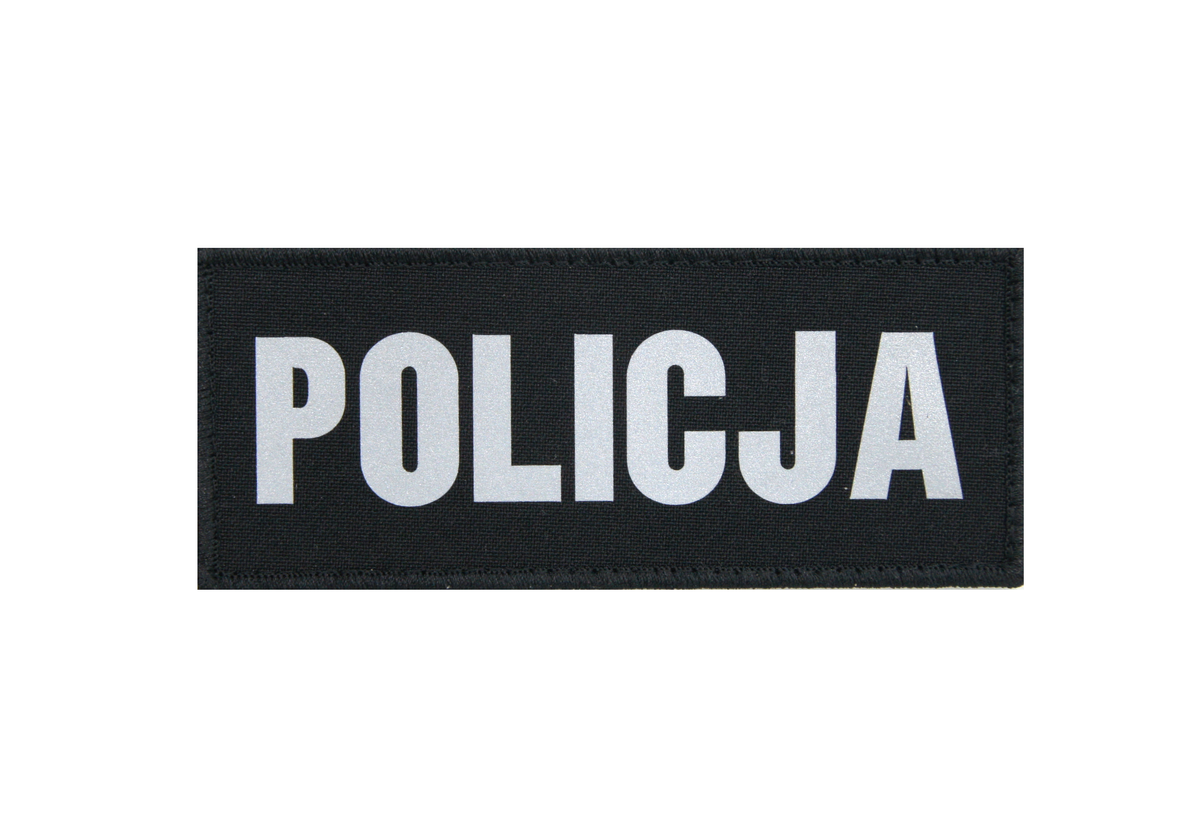 Napis odblaskowy z rzepem POLICJA - czarny SORTMUND