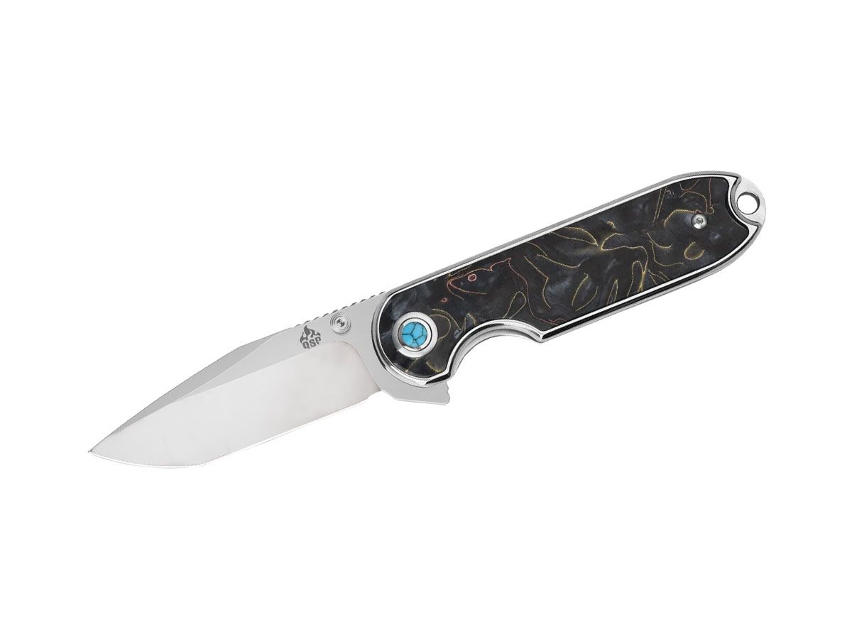 QSP Nebula Resin QS168-E Brass Copper Mesh Nóż składany 17,6 cm QSP KNIFE