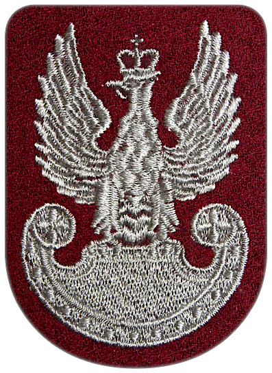 Orzełek Wojska Polskiego do beretu tłoczonego, bordowego - haft komputerowy SORTMUND