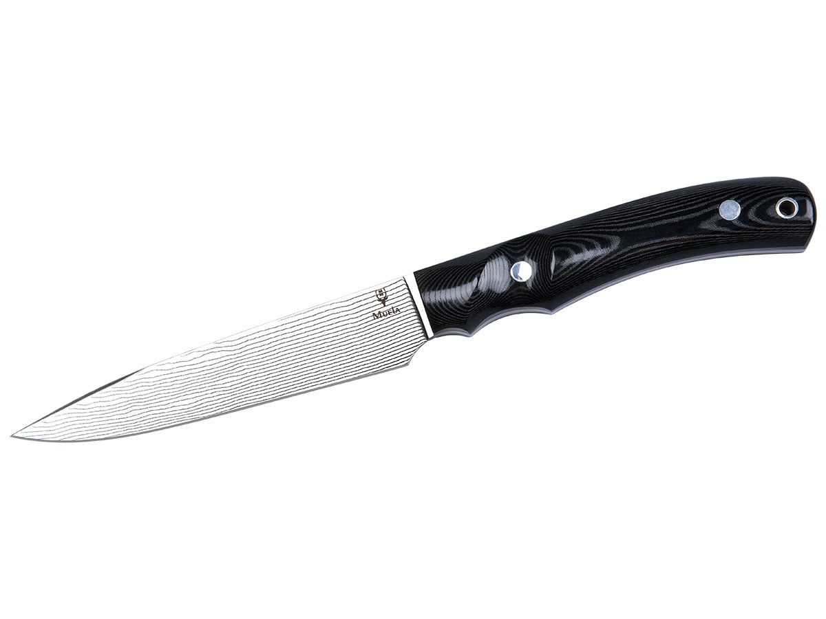 Nóż stały Muela CRIOLLO, Micarta czarny stal damasceńska GIFT BOX, dł. ostrza 13 cm