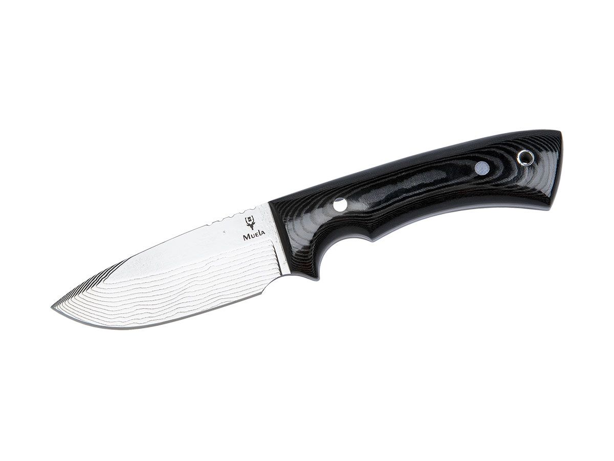 Nóż stały Muela RHINO, Micarta czarny stal damasceńska GIFT BOX, dł. ostrza 9 cm