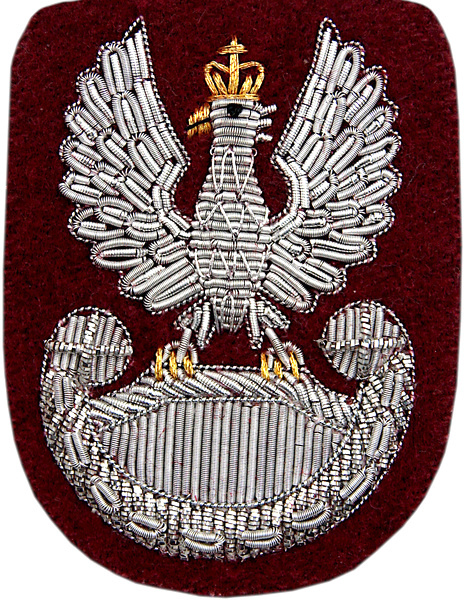 Orzełek Wojska Polskiego do beretu bordowego - haftowany bajorkiem SORTMUND
