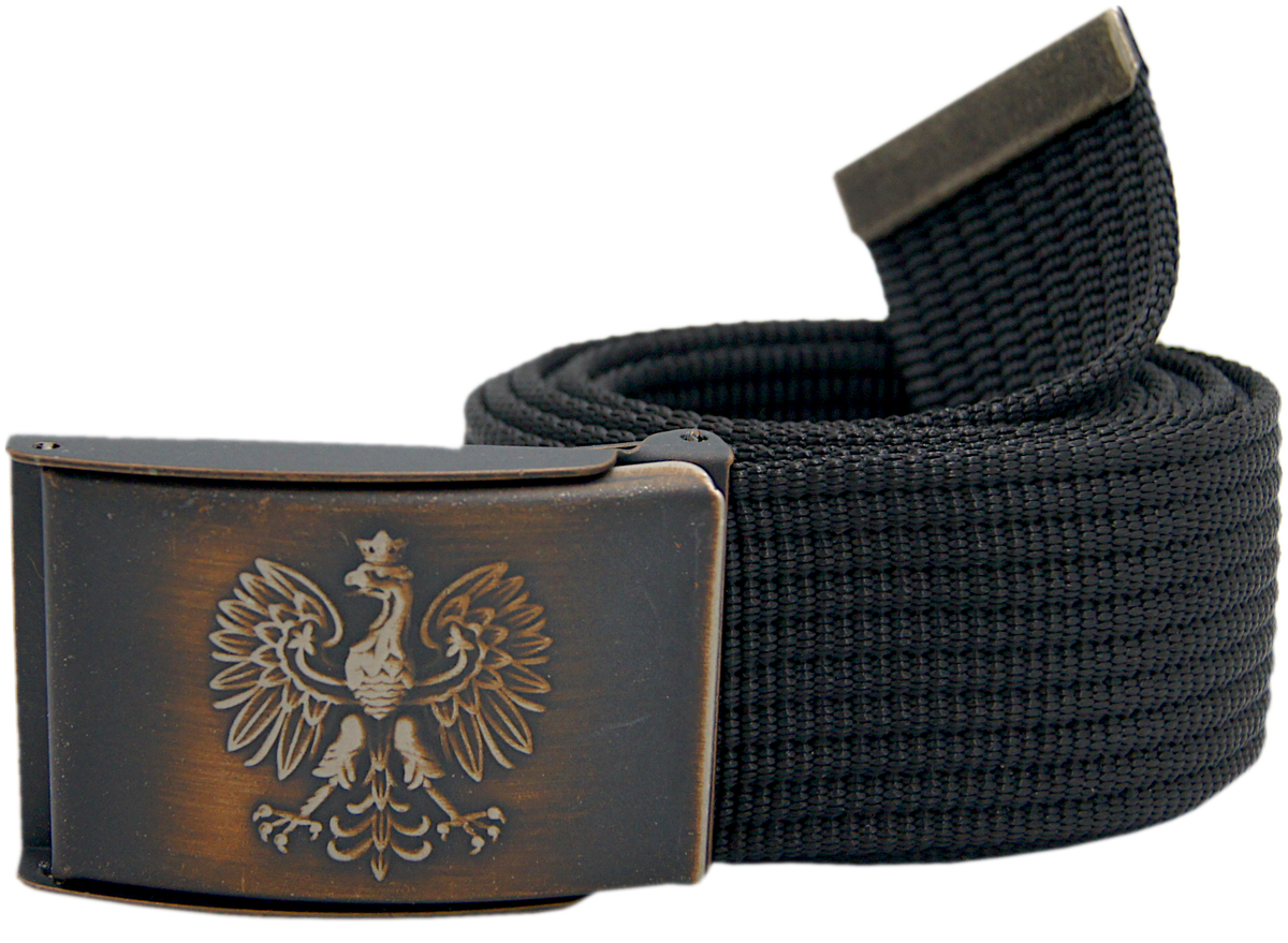 Pasek parciany - czarny z klamrą antyczne złoto SORTMUND