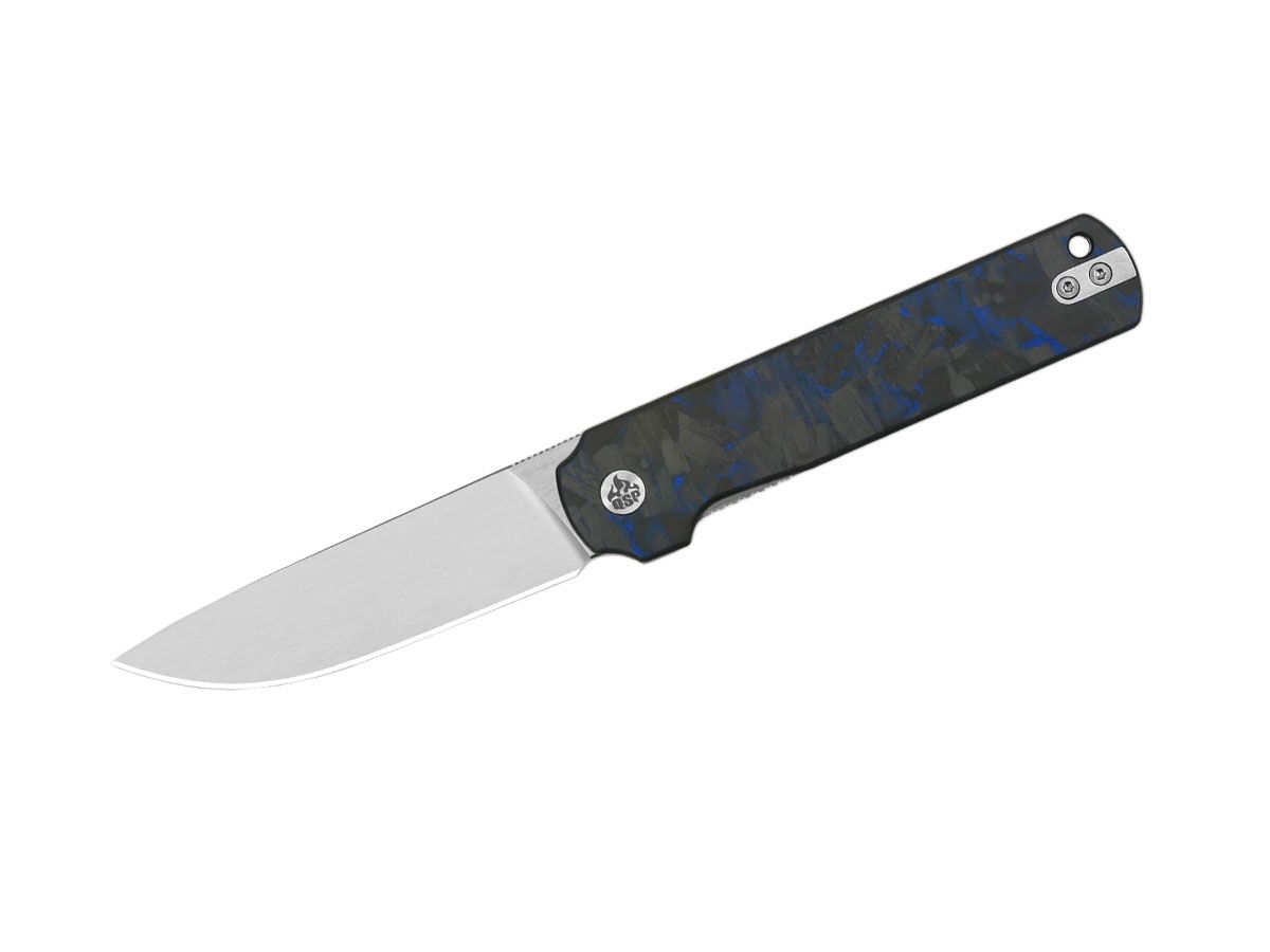 Qsp Lark Shredded CF Overlay G-10 QS144-E Blue Nóż składany stal 14C28N QSP KNIFE