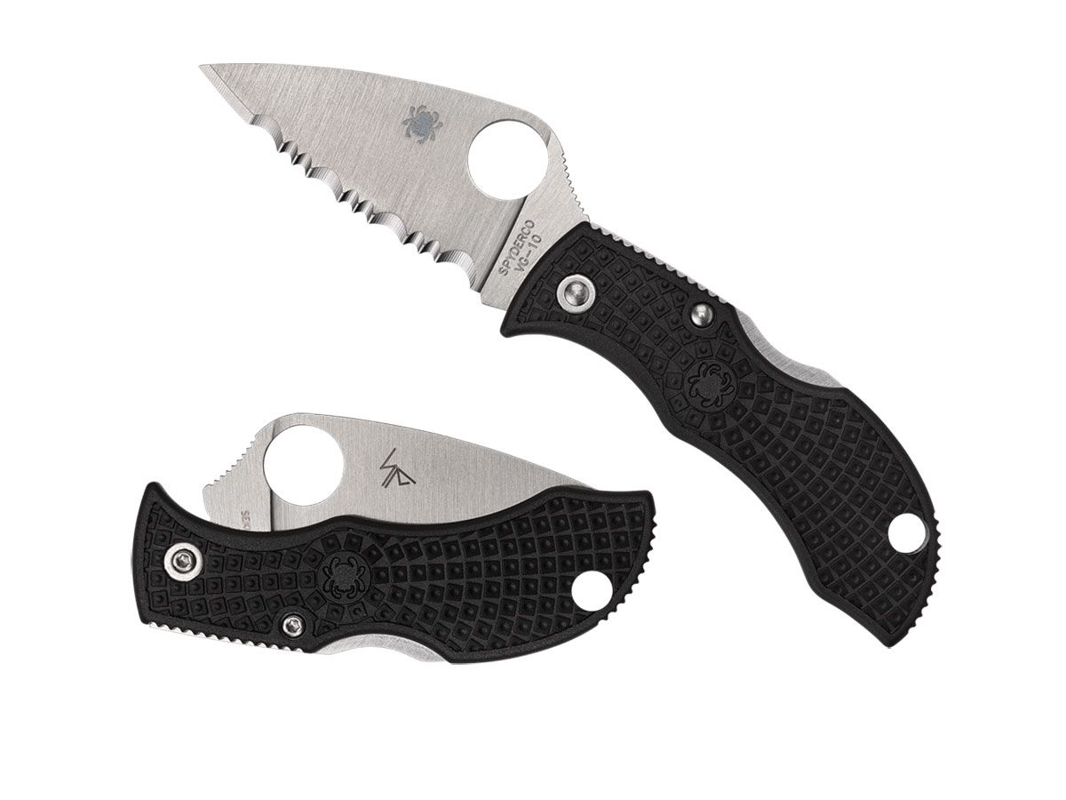 Spyderco Manbug FRN Black Leaf Serrated Mbklfs Nóż składany stal VG-10