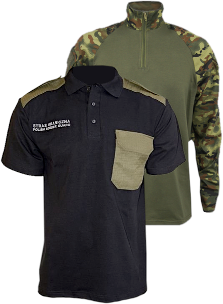 ZESTAW: Combat Shirt - bluza pod kamizelkę taktyczną - SG14 i Koszulka polo Straży Granicznej
