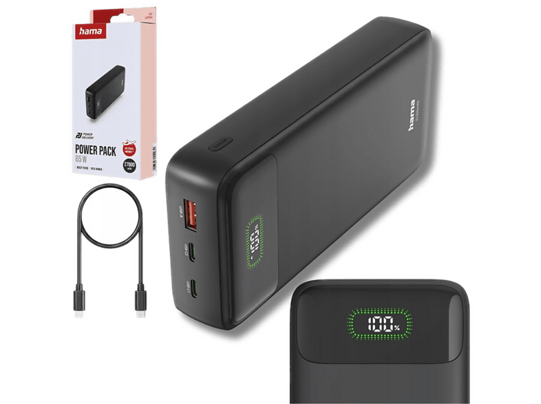 Powerbank HAMA PD27 65W 27000mAh 2x USB-C 1x USB-A 201781 Szary