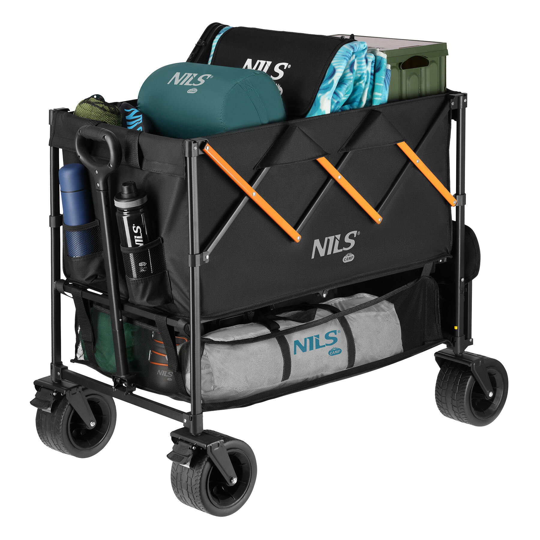 Wózek transportowy Nils Camp XXL NC2607 160 l - czarno-pomarańczowy