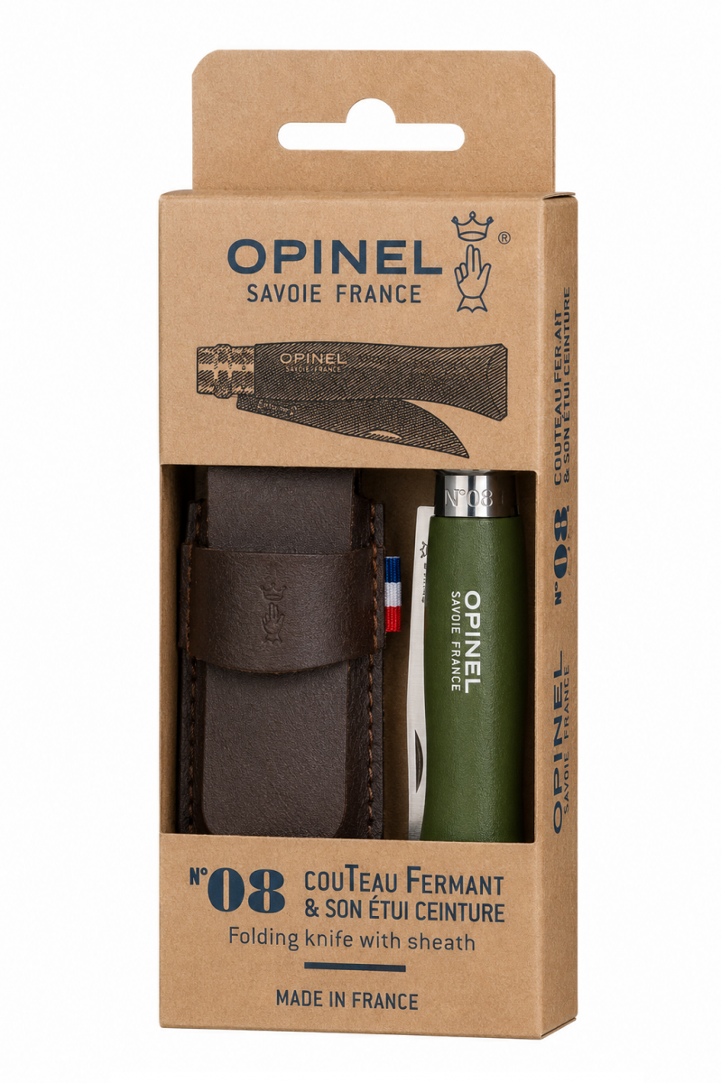 Nóż Składany Opinel Inox No.08 Khaki z Etui