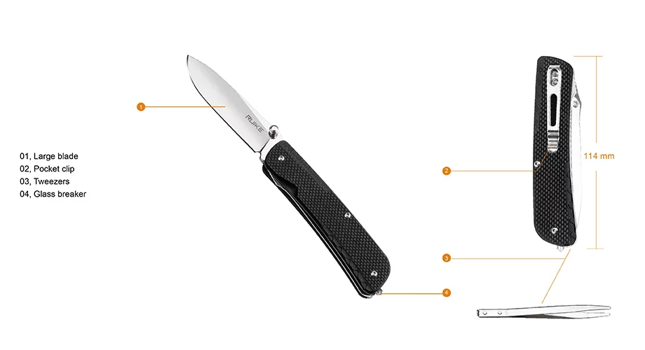 Scyzoryk Ruike LD11-B wielofunkcyjny, dł.199mm,  czarny (LD11-B) - widok 6