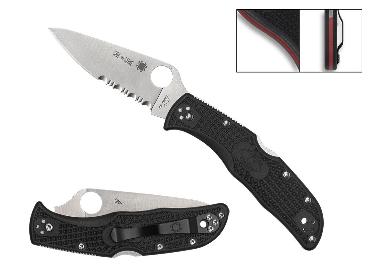 Spyderco Endela Thin Red Line Combo C243FPSBKRD Nóż składany 20,6 cm
