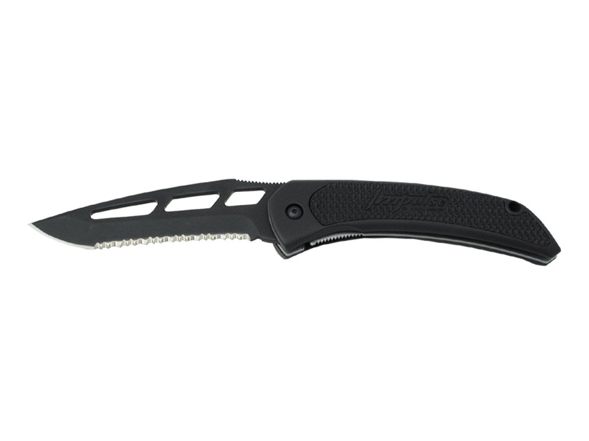 Outdoor Edge Impulse Medium Black Serrated Nóż składany stal Sandvik 12C27