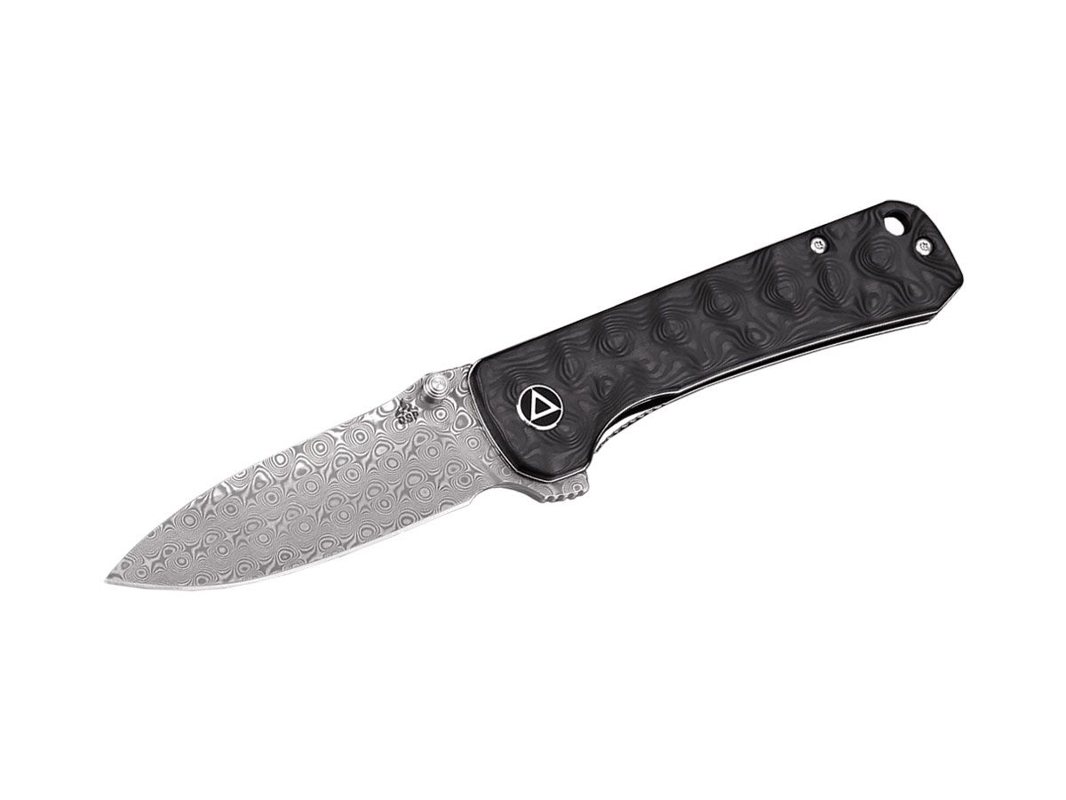 Qsp Hawk Damascus Carbon Fiber QS131-A Black Nóż składany stal damasceńska QSP KNIFE